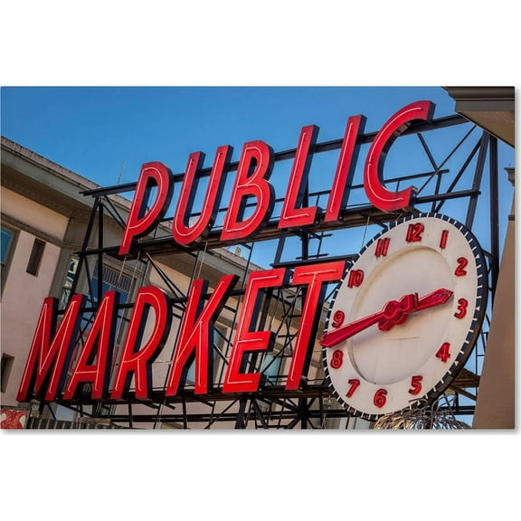 Trademark Fine Art "Public Markets Neon" Canvas Art by Yale Gurney