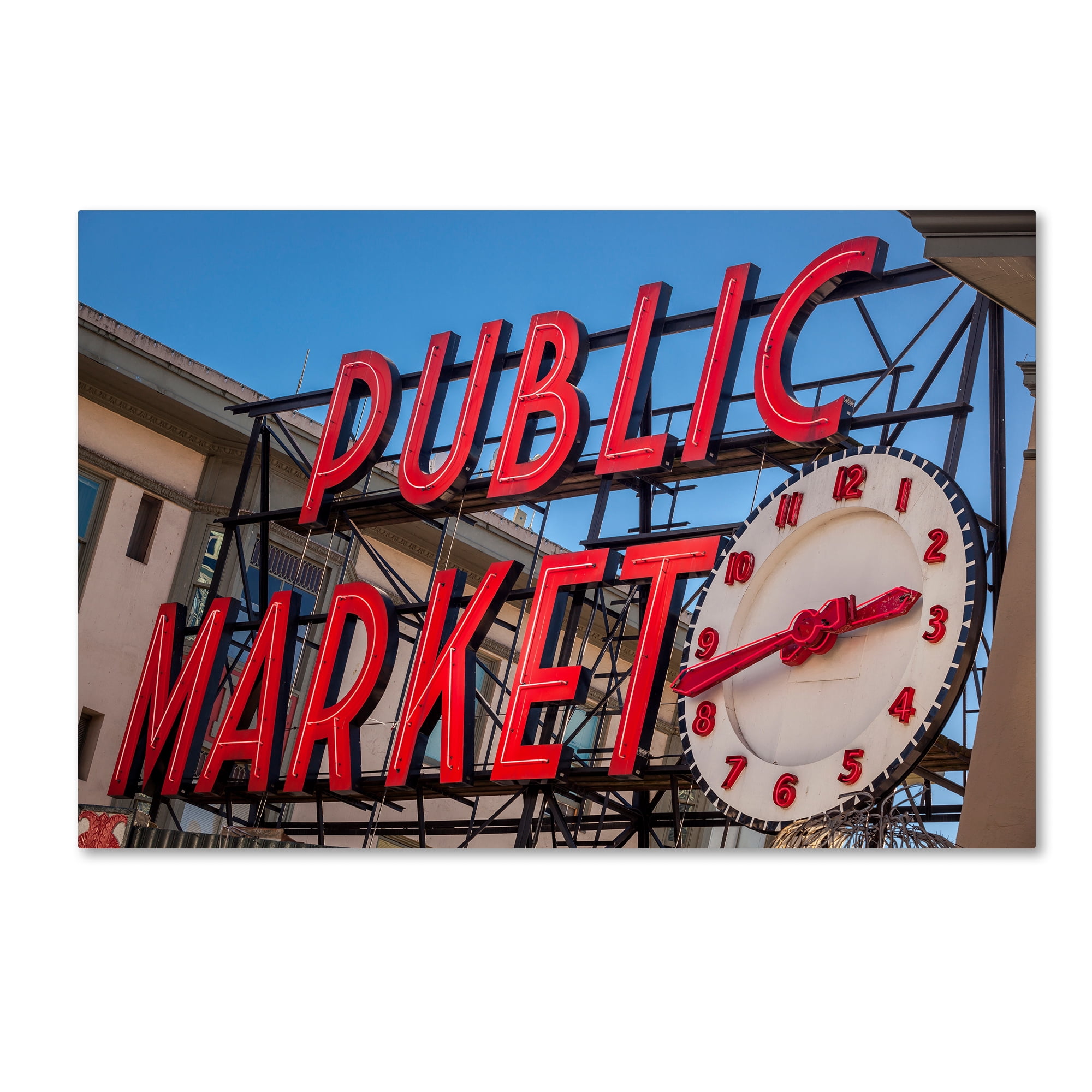 Trademark Fine Art "Public Markets Neon" Canvas Art by Yale Gurney