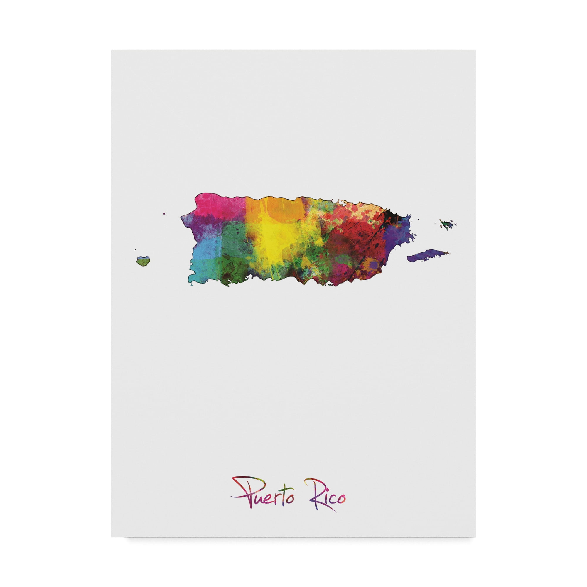 Trademark Fine Art 'Puerto Rico Watercolor Map II' Canvas Art by Michael Tompsett