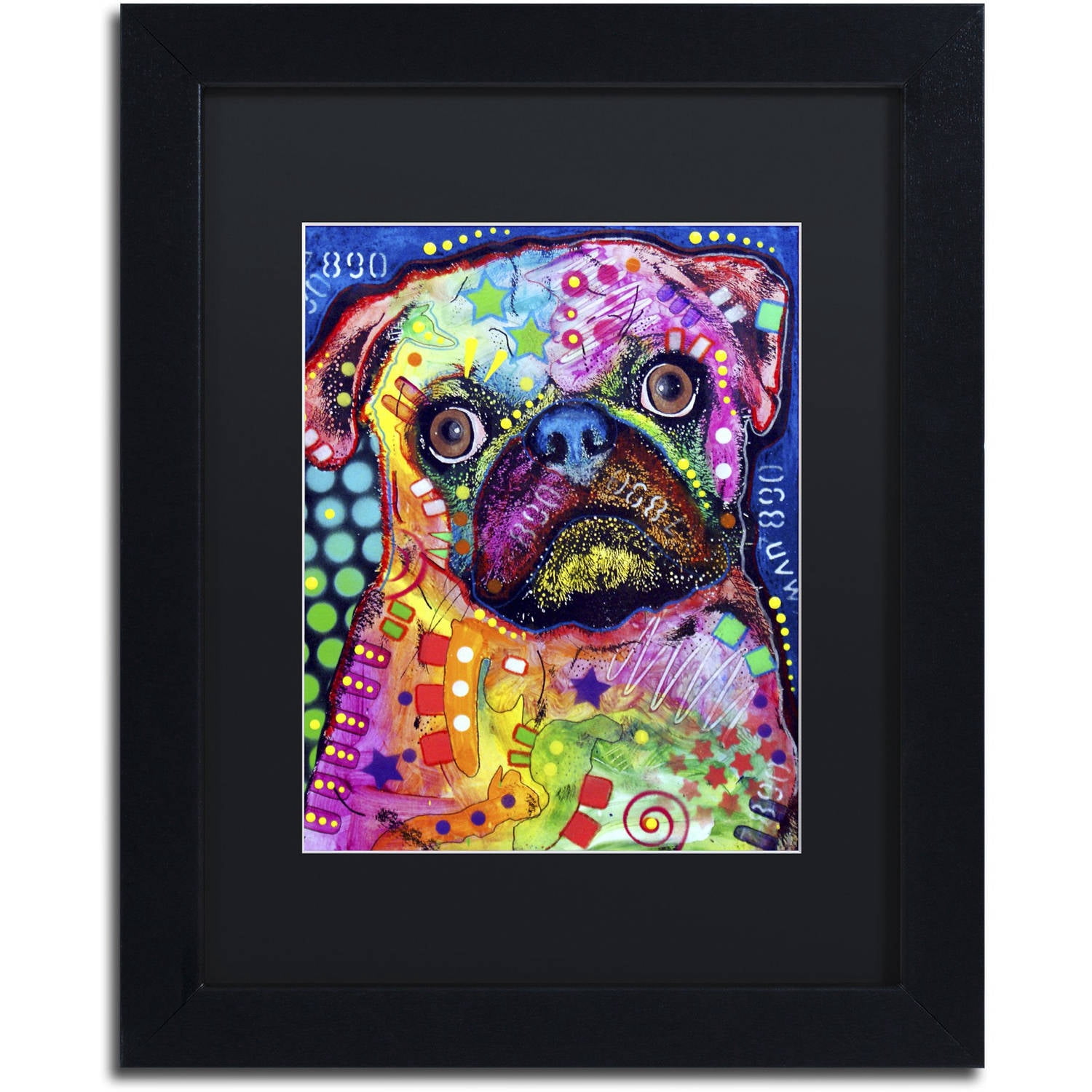Trademark Fine Art "Pug 92309" Canvas Art by Dean Russo, Black Matte, Black Frame