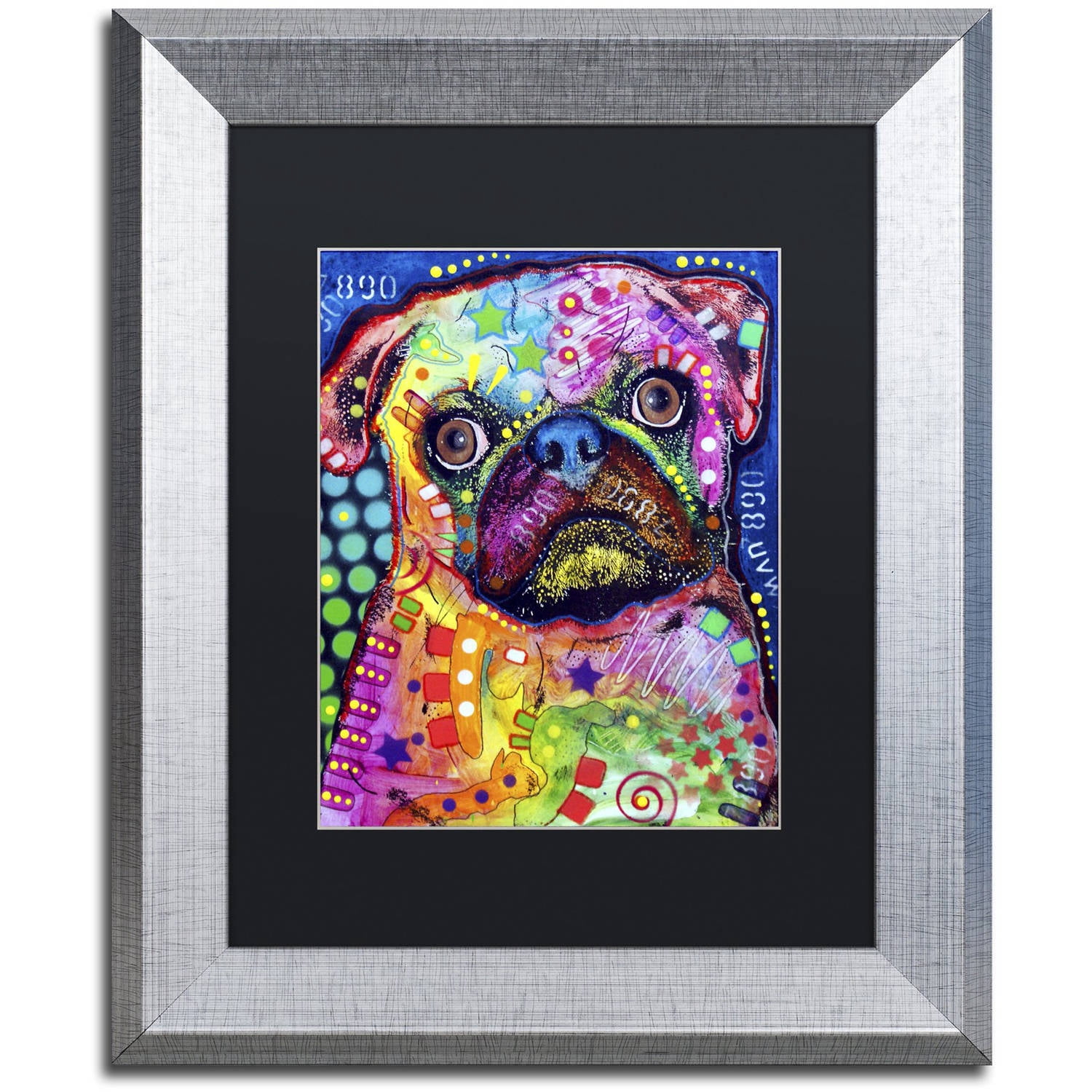 Trademark Fine Art "Pug 92309" Canvas Art by Dean Russo, Black Matte, Silver Frame