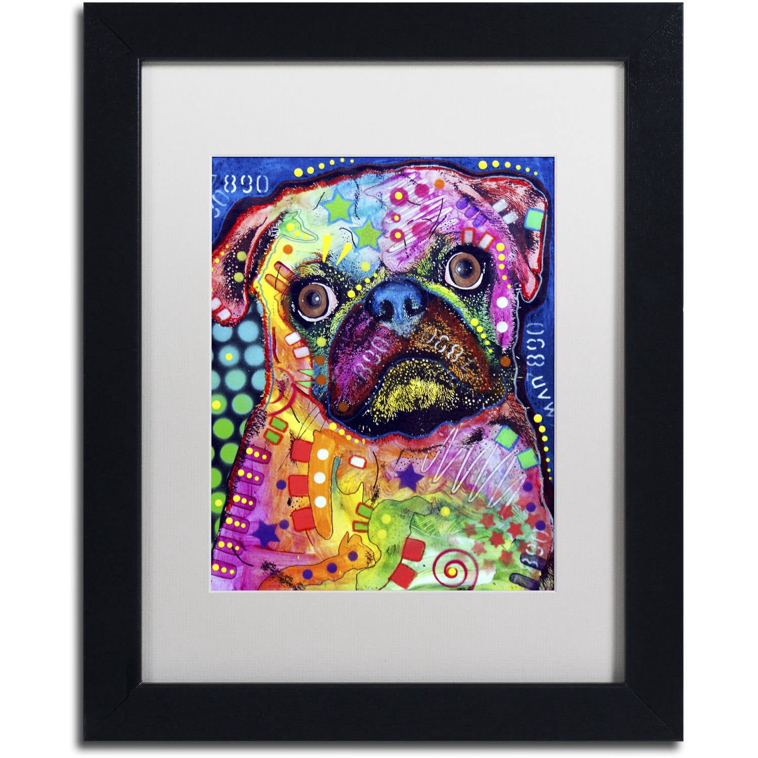 Trademark Fine Art "Pug 92309" Canvas Art by Dean Russo, White Matte, Black Frame