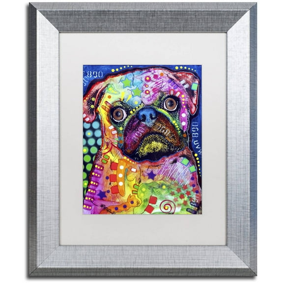 Trademark Fine Art "Pug 92309" Canvas Art by Dean Russo, White Matte, Silver Frame