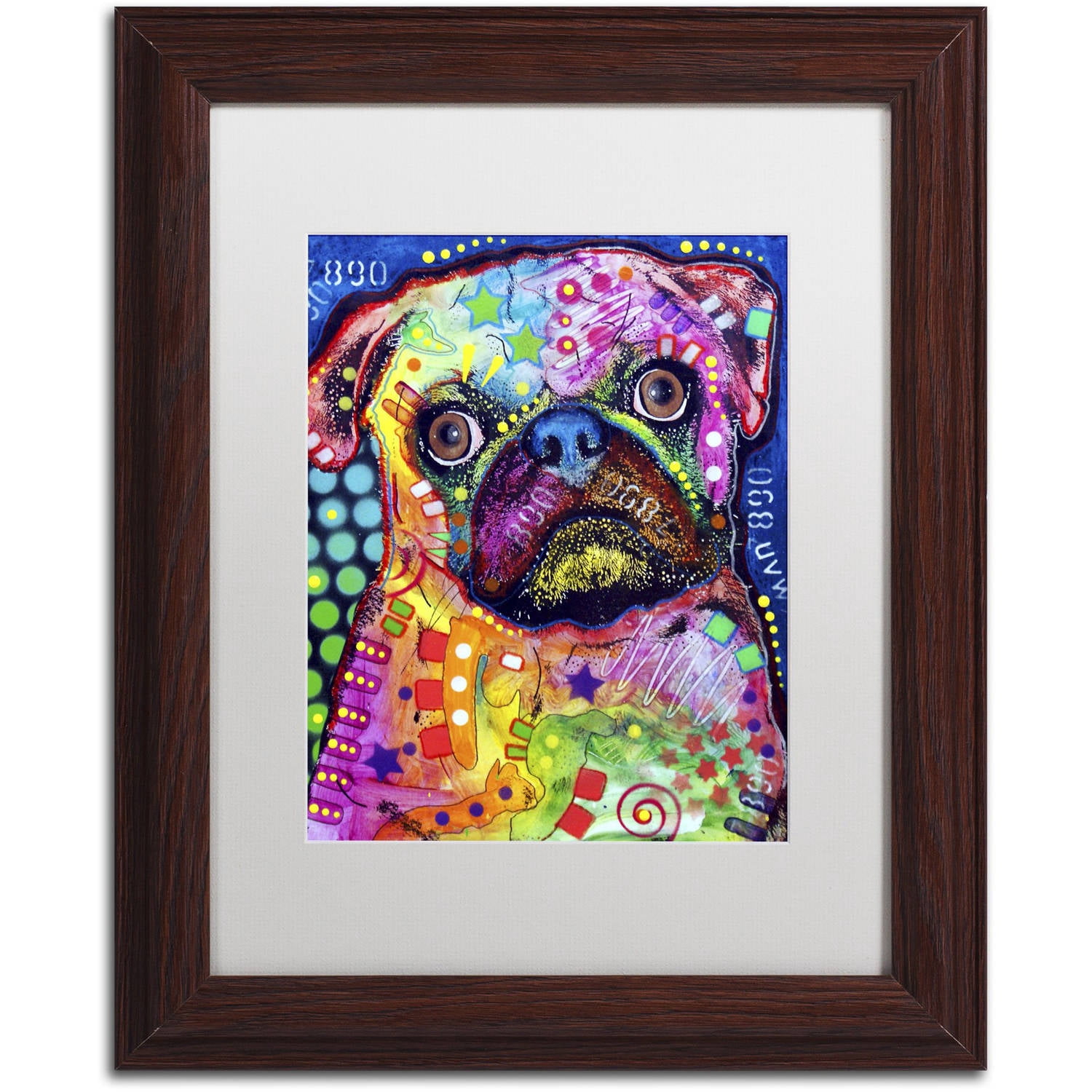 Trademark Fine Art "Pug 92309" Canvas Art by Dean Russo, White Matte, Wood Frame