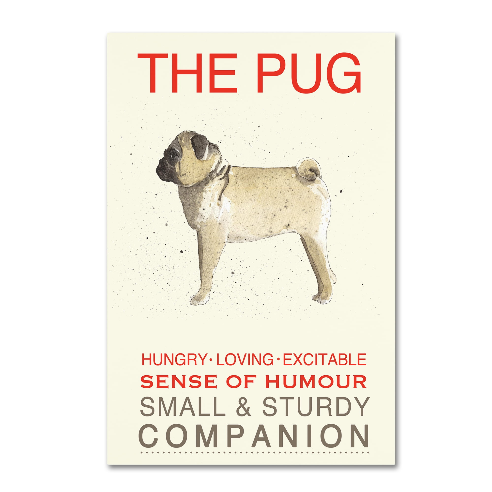 Trademark Fine Art 'Pug Print' Canvas Art by Michelle Campbell