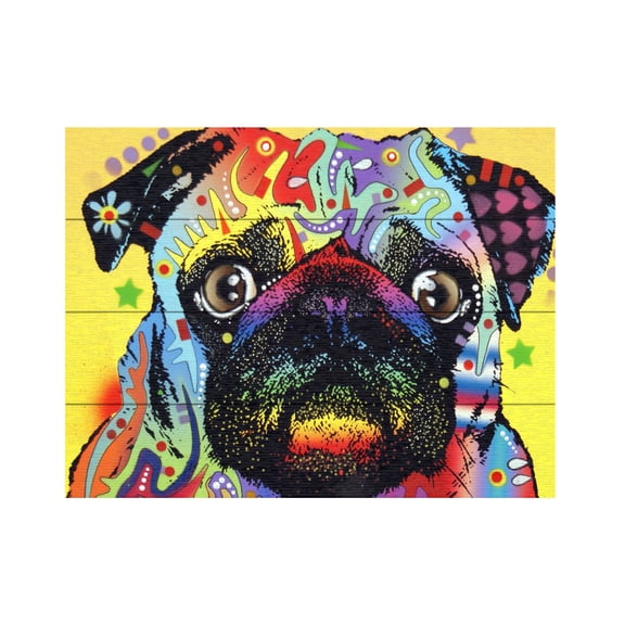 Trademark Fine Art 'Pug' Wooden Wall Art Art by Dean Russo