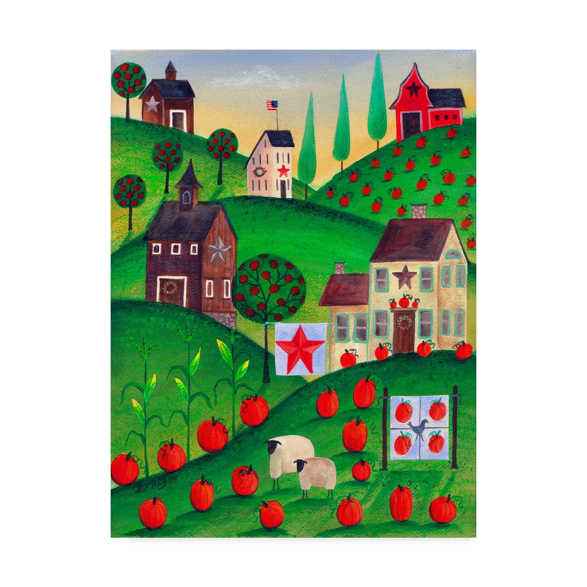 Trademark Fine Art 'Pumpkin Hill Farm Red White' Canvas Art by Cheryl Bartley