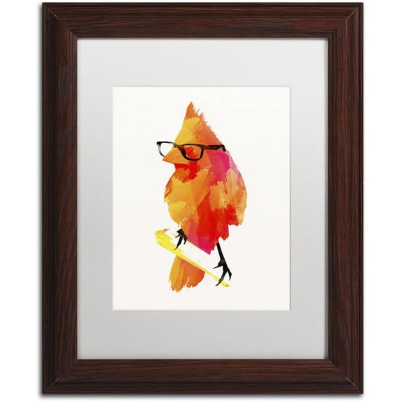 Trademark Fine Art 'Punk Birdy' Canvas Art by Robert Farkas, White Matte, Wood Frame
