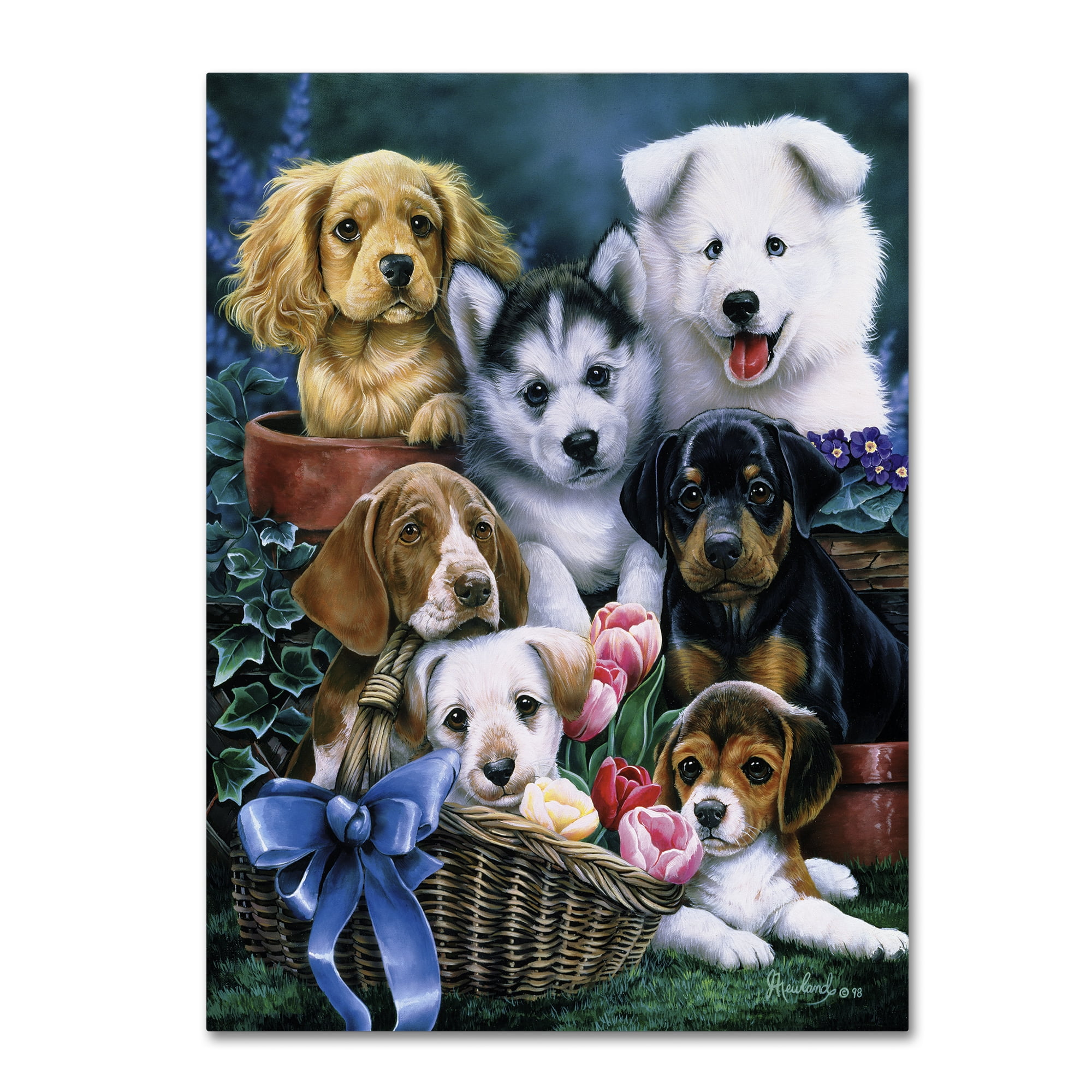 Trademark Fine Art 'Puppies' Canvas Art by Jenny Newland