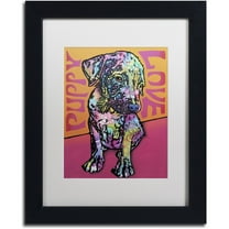 Trademark Fine Art 'Puppy Love' Canvas Art by Dean Russo, White Matte, Black Frame