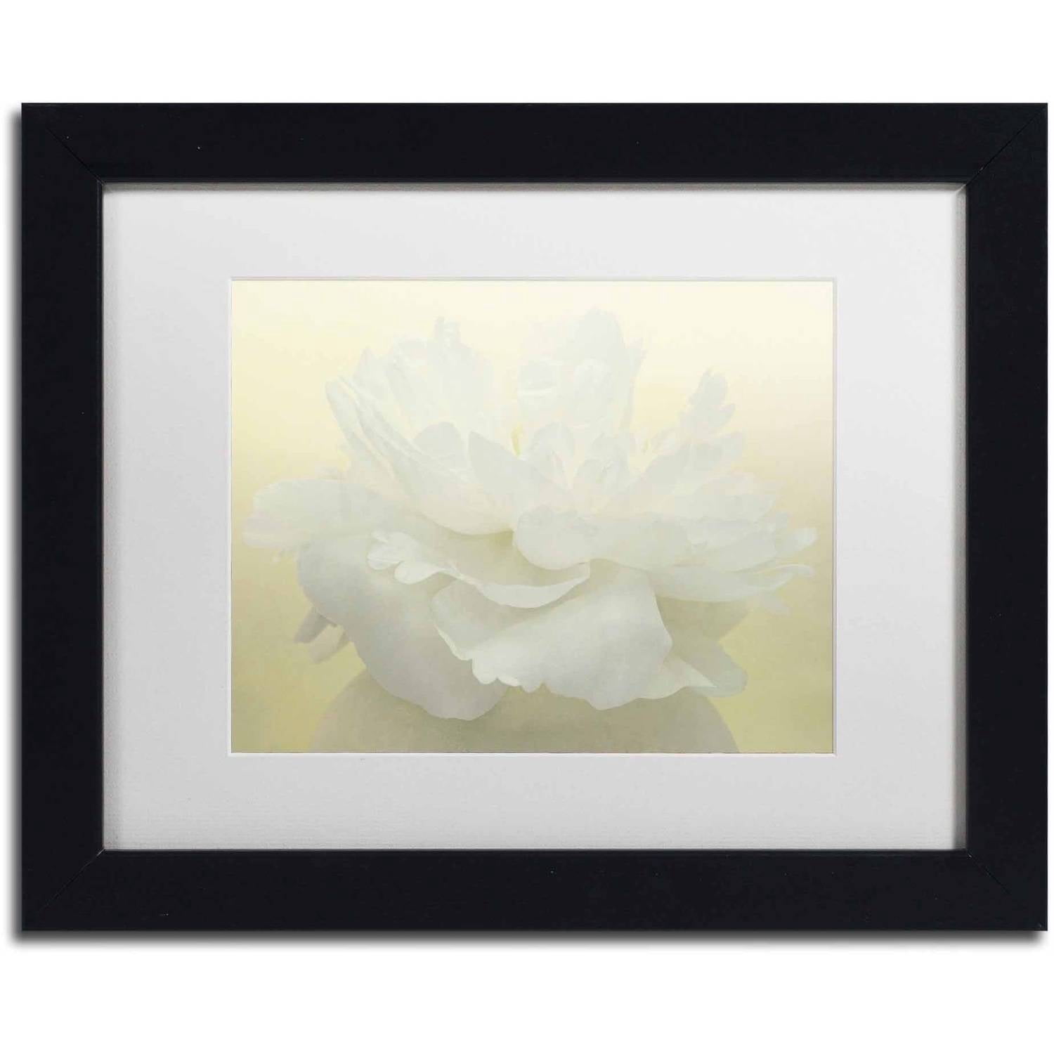 Trademark Fine Art 'Pure White Peony' Canvas Art by Cora Niele, White Matte, Black Frame