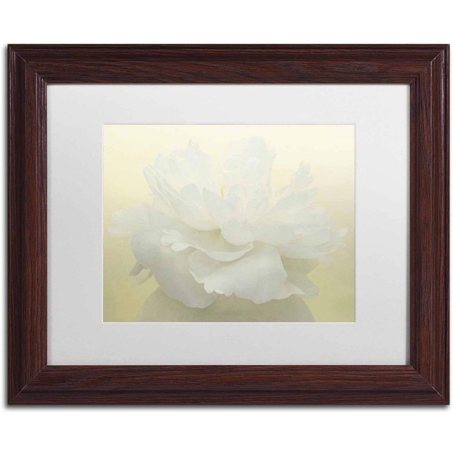 Trademark Fine Art 'Pure White Peony' Canvas Art by Cora Niele, White Matte, Wood Frame