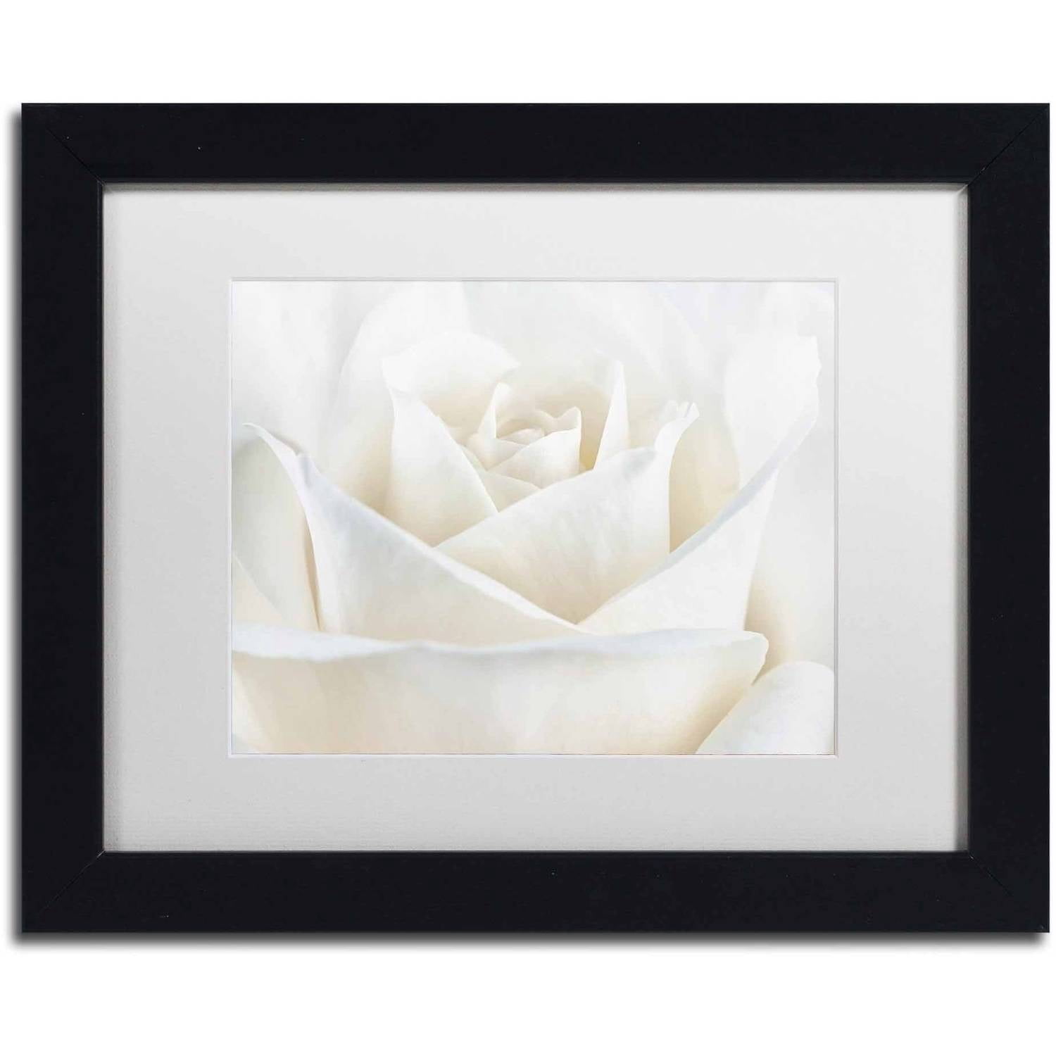 Trademark Fine Art 'Pure White Rose' Canvas Art by Cora Niele, White Matte, Black Frame
