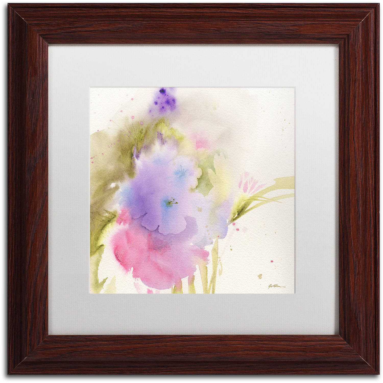 Trademark Fine Art "Purple Blooming" Canvas Art by Sheila Golden, White Matte, Wood Frame