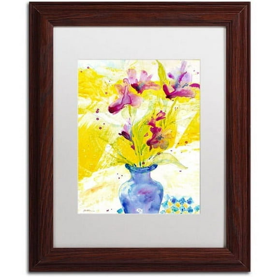 Trademark Fine Art "Purple Blooms in Sunlight" Canvas Art by Sheila Golden, White Matte, Wood Frame
