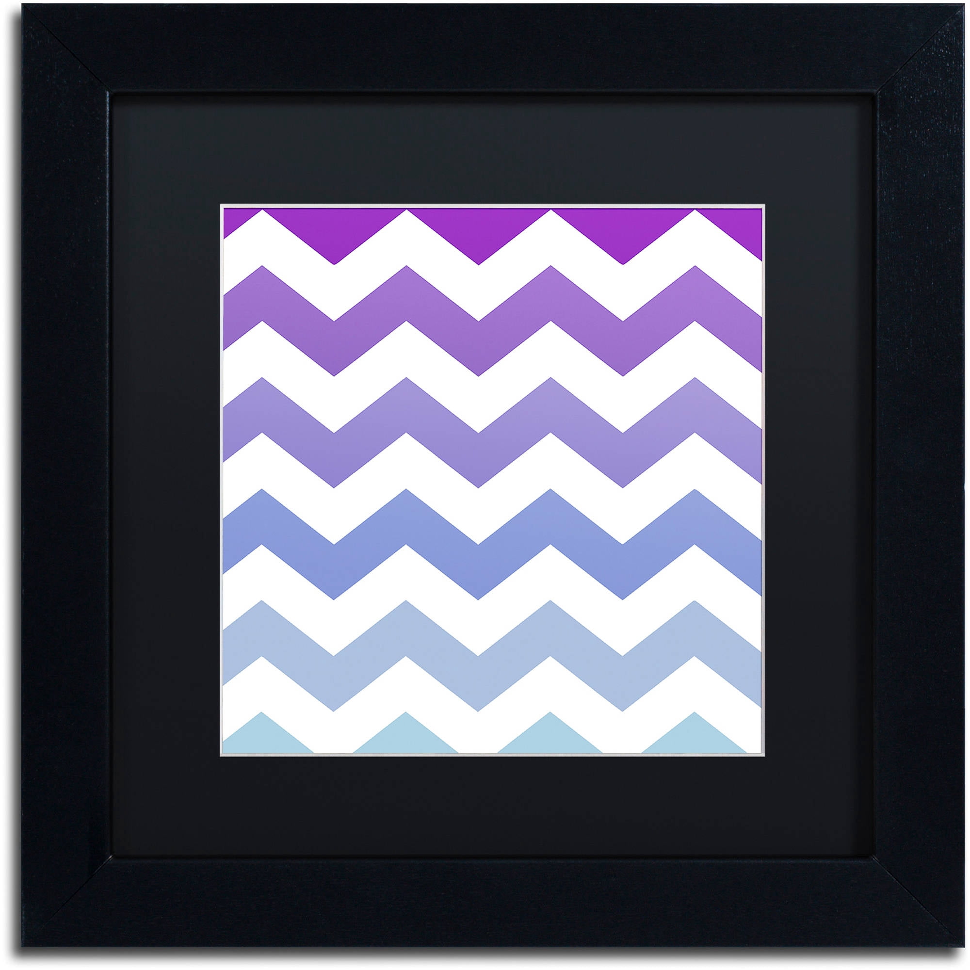 Trademark Fine Art "Purple-Blue Chevron" Canvas Art by Color Bakery Black Matte, Black Frame