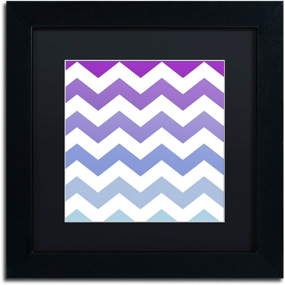 Trademark Fine Art "Purple-Blue Chevron" Canvas Art by Color Bakery Black Matte, Black Frame