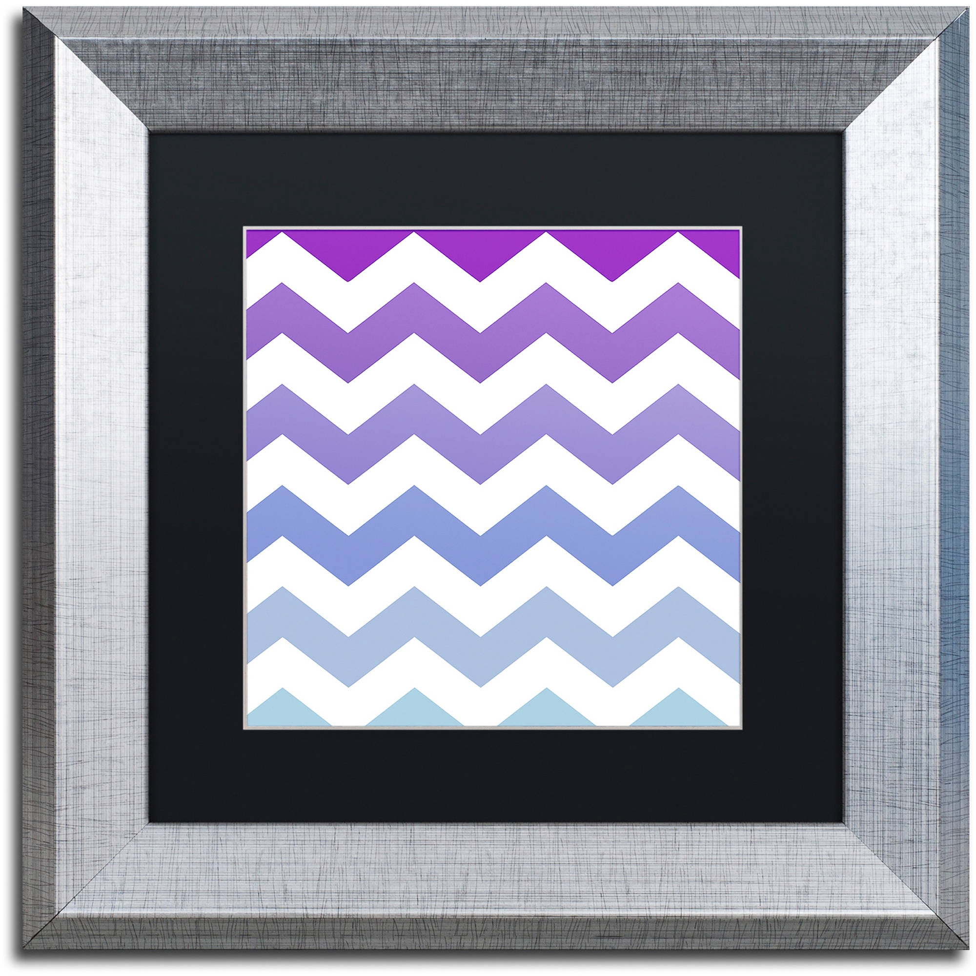 Trademark Fine Art "Purple-Blue Chevron" Canvas Art by Color Bakery Black Matte, Silver Frame