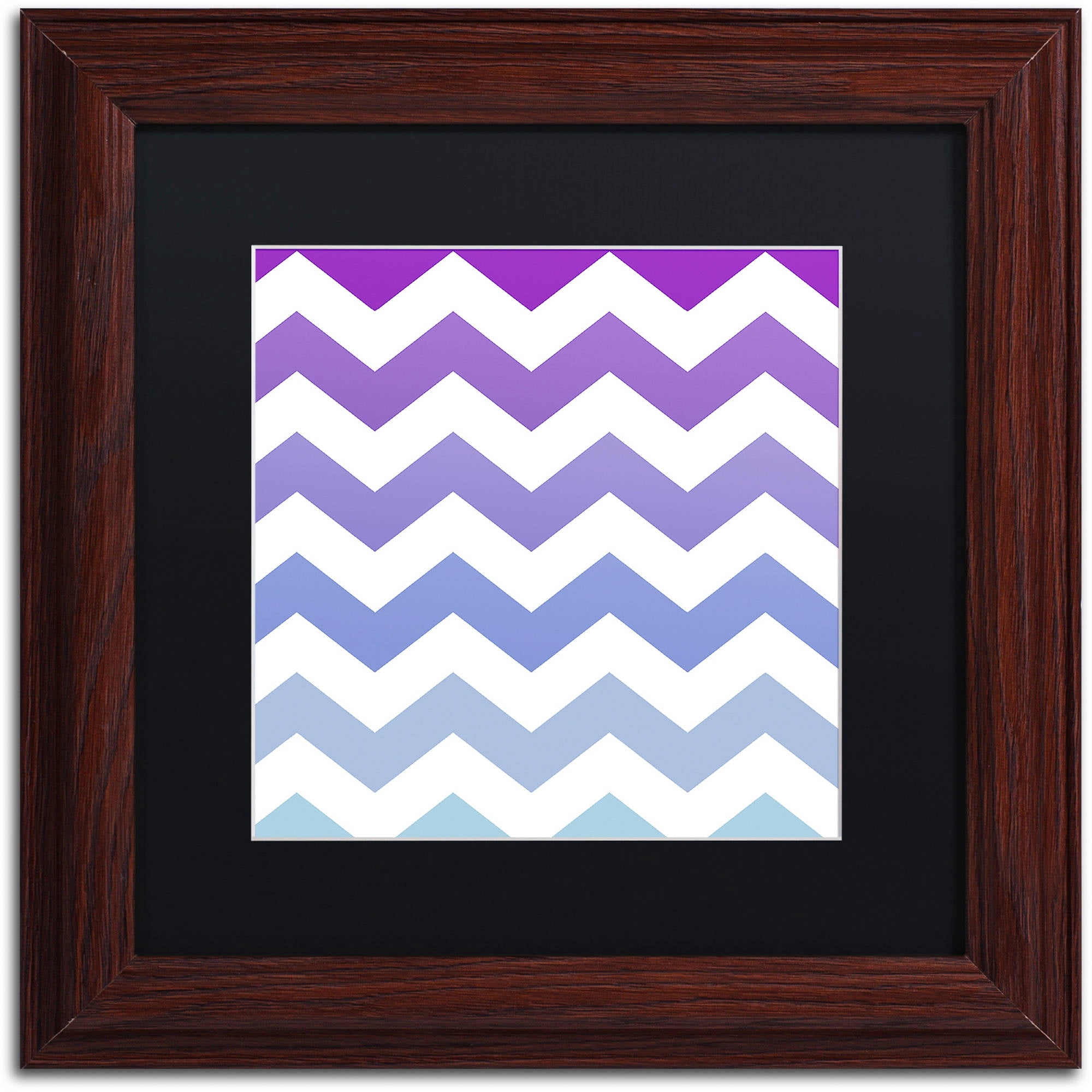 Trademark Fine Art "Purple-Blue Chevron" Canvas Art by Color Bakery Black Matte, Wood Frame