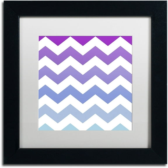 Trademark Fine Art "Purple-Blue Chevron" Canvas Art by Color Bakery White Matte, Black Frame