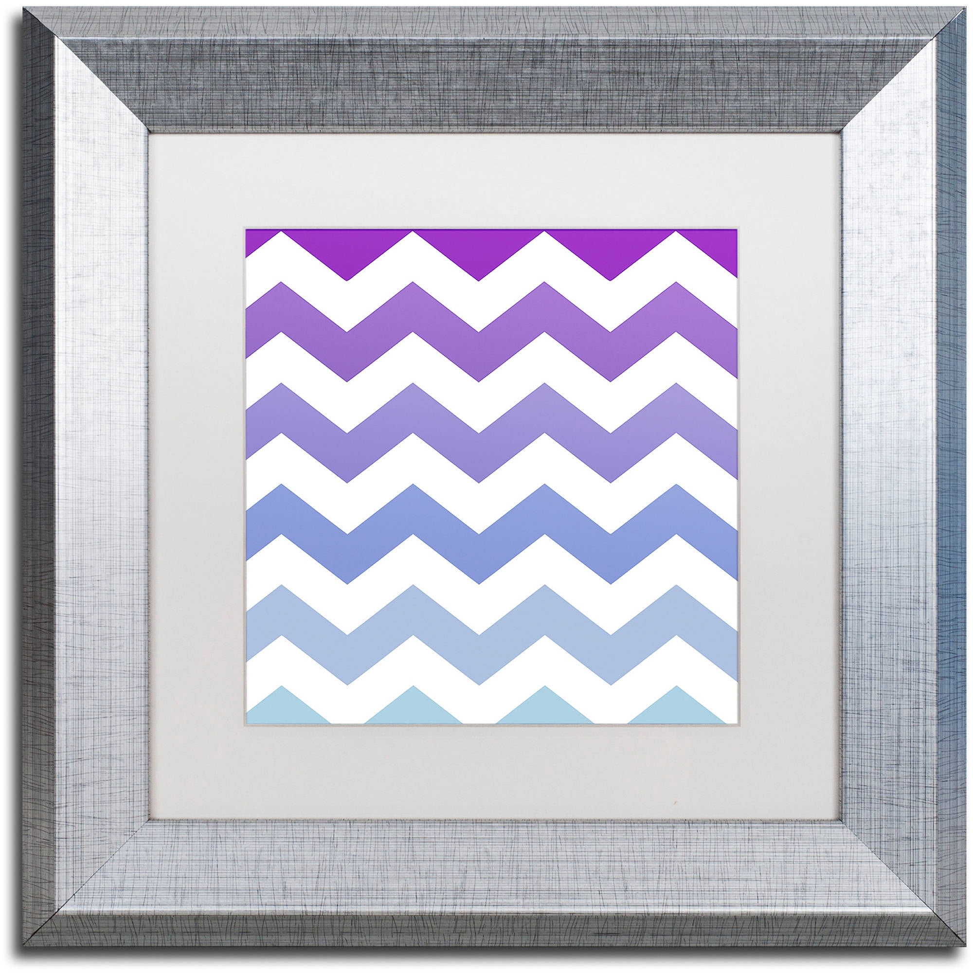 Trademark Fine Art "Purple-Blue Chevron" Canvas Art by Color Bakery White Matte, Silver Frame