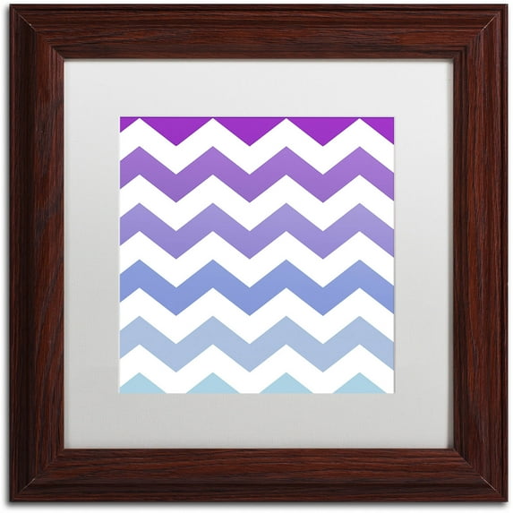 Trademark Fine Art "Purple-Blue Chevron" Canvas Art by Color Bakery White Matte, Wood Frame