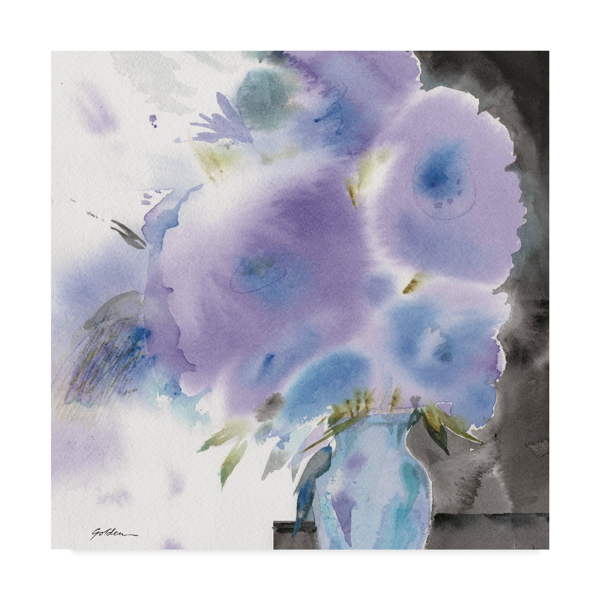 Trademark Fine Art 'Purple Flowers Square' Canvas Art by Sheila Golden