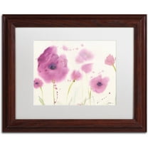 Trademark Fine Art "Purple Poppies" Canvas Art by Sheila Golden, White Matte, Wood Frame