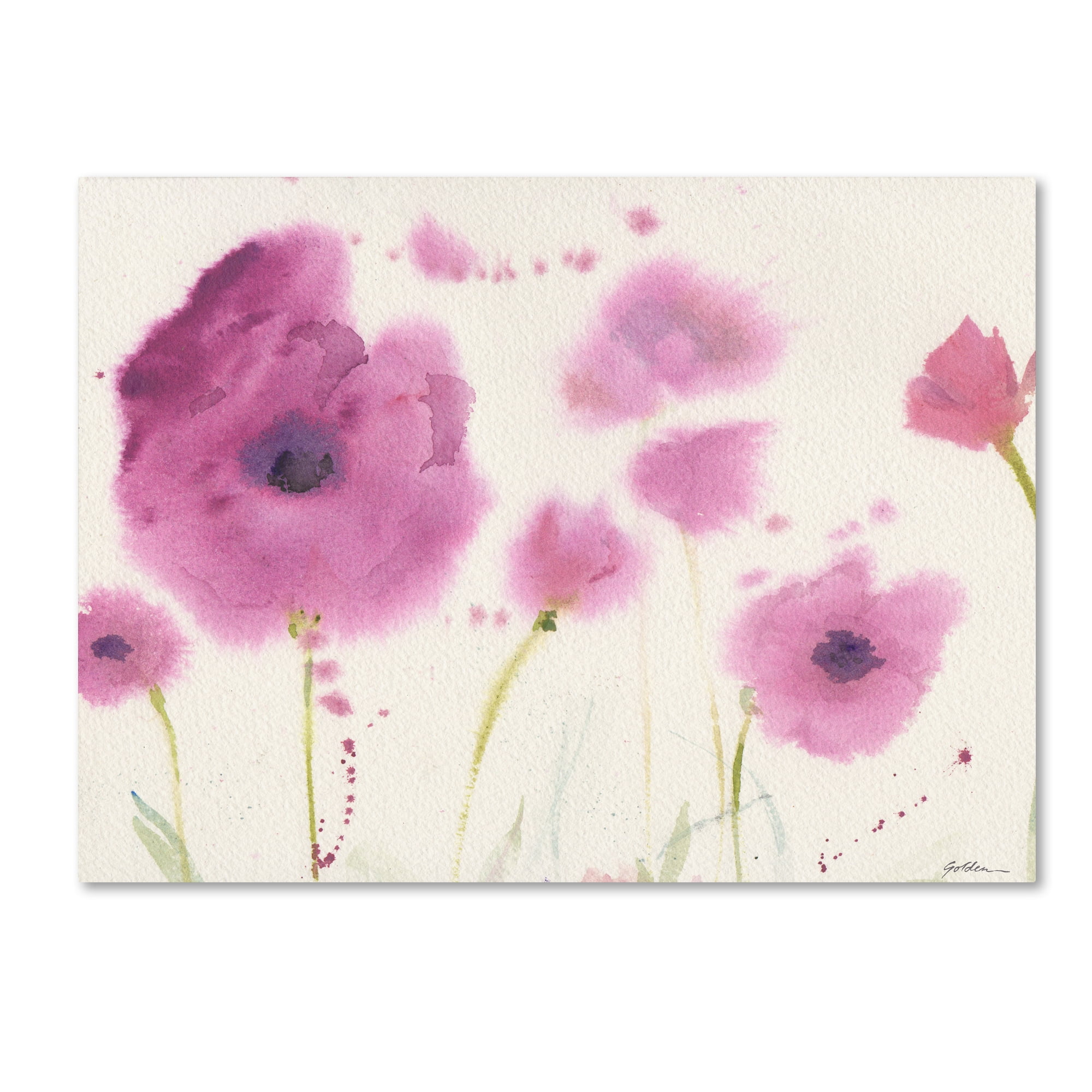 Trademark Fine Art "Purple Poppies" Canvas Art by Sheila Golden