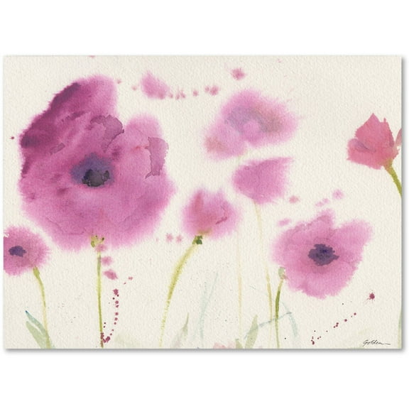 Trademark Fine Art "Purple Poppies" Canvas Art by Sheila Golden