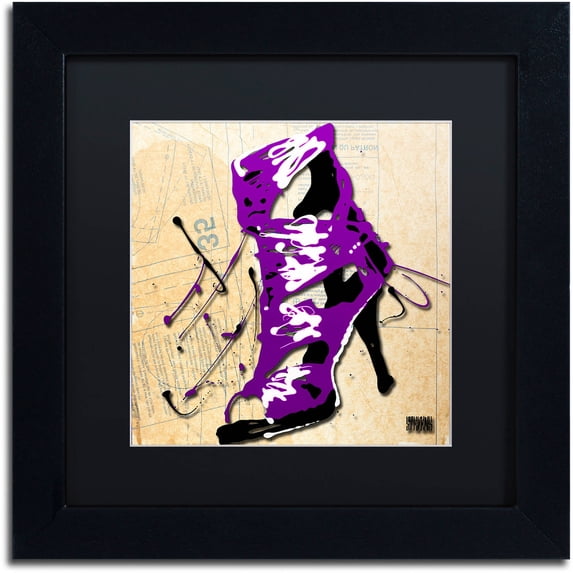 Trademark Fine Art "Purple Strap Boot" Canvas Art by Roderick Stevens, Black Matte, Black Frame