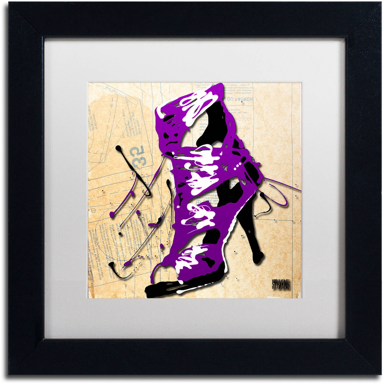 Trademark Fine Art "Purple Strap Boot" Canvas Art by Roderick Stevens, White Matte, Black Frame