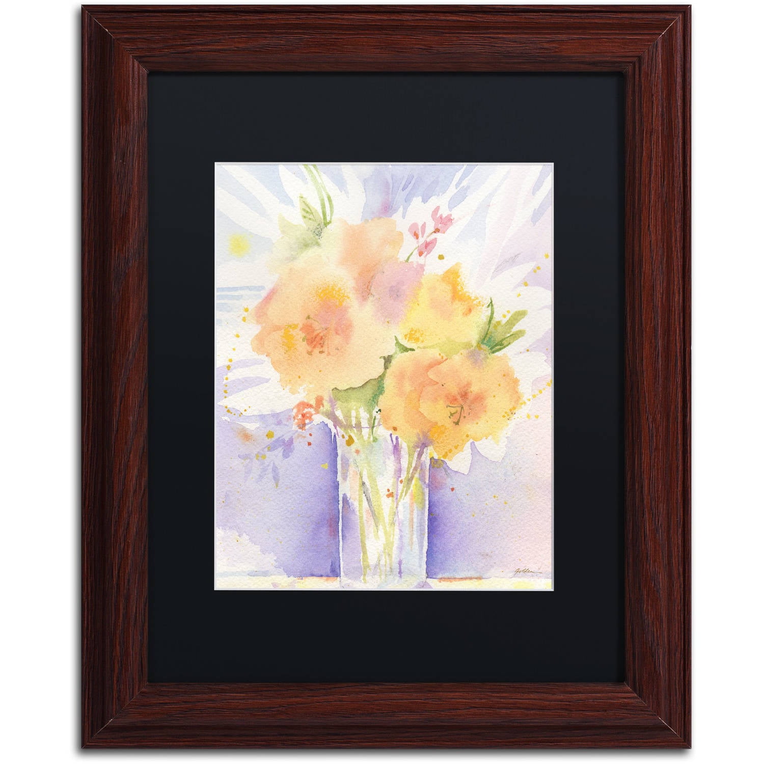 Trademark Fine Art "Purple Vase Reflection" Canvas Art by Sheila Golden Black Matte, Wood Frame
