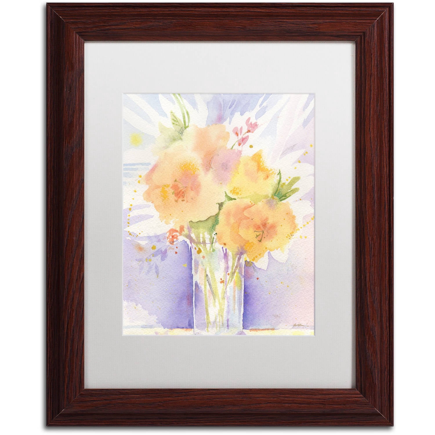 Trademark Fine Art "Purple Vase Reflection" Canvas Art by Sheila Golden White Matte, Wood Frame