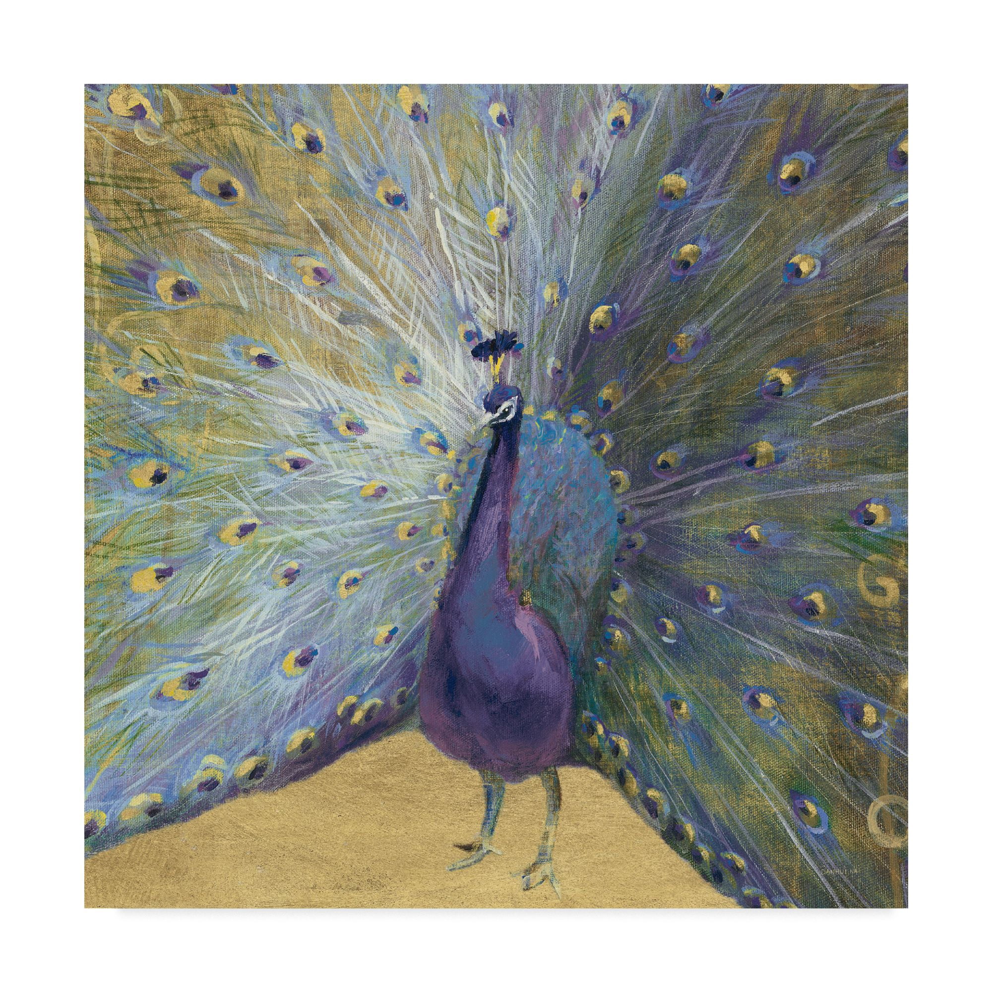 Trademark Fine Art 'Purple and Gold Peacock' Canvas Art by Danhui Nai