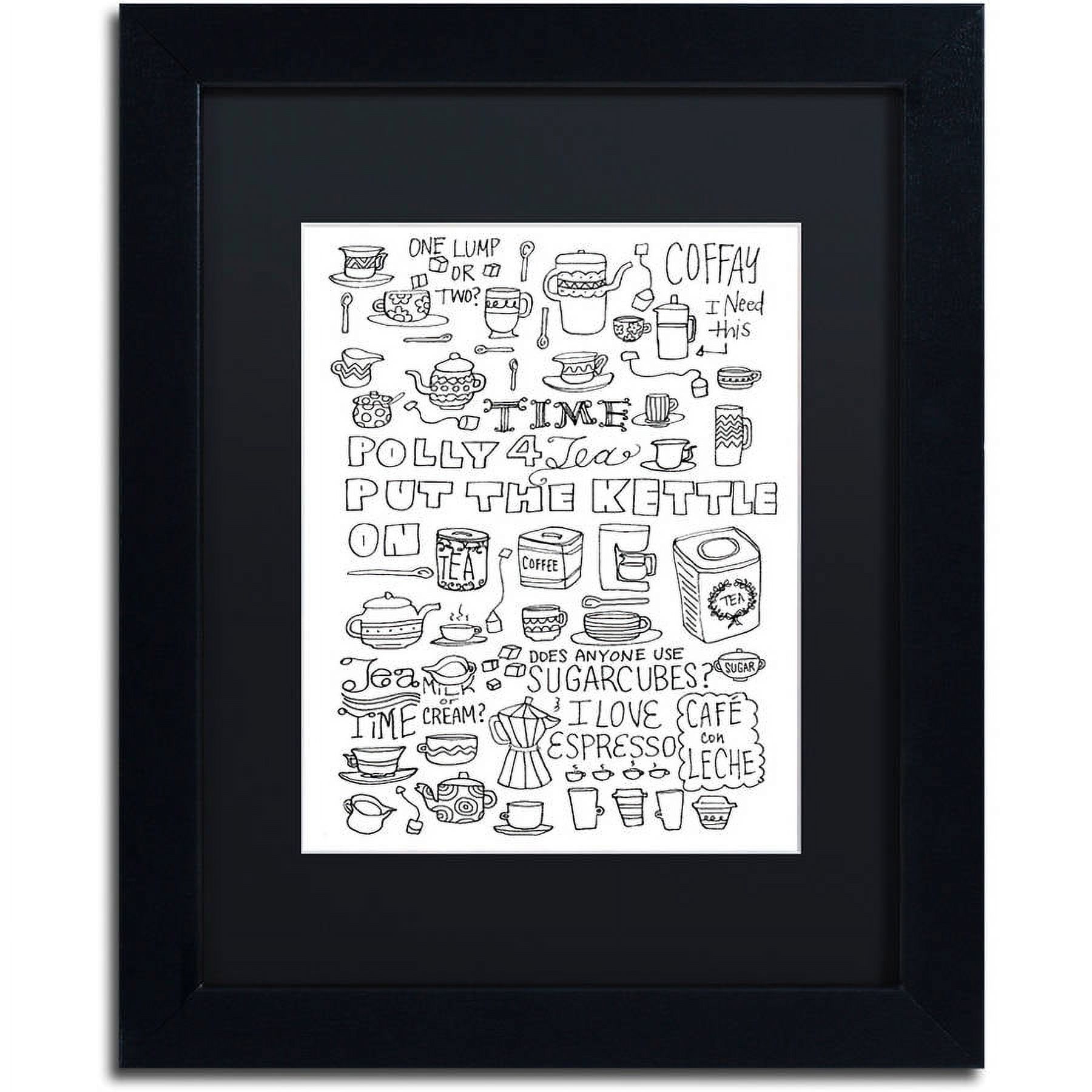 Trademark Fine Art "Put The Kettle On" Canvas Art by Elizabeth Caldwell, Black Matte, Black Frame