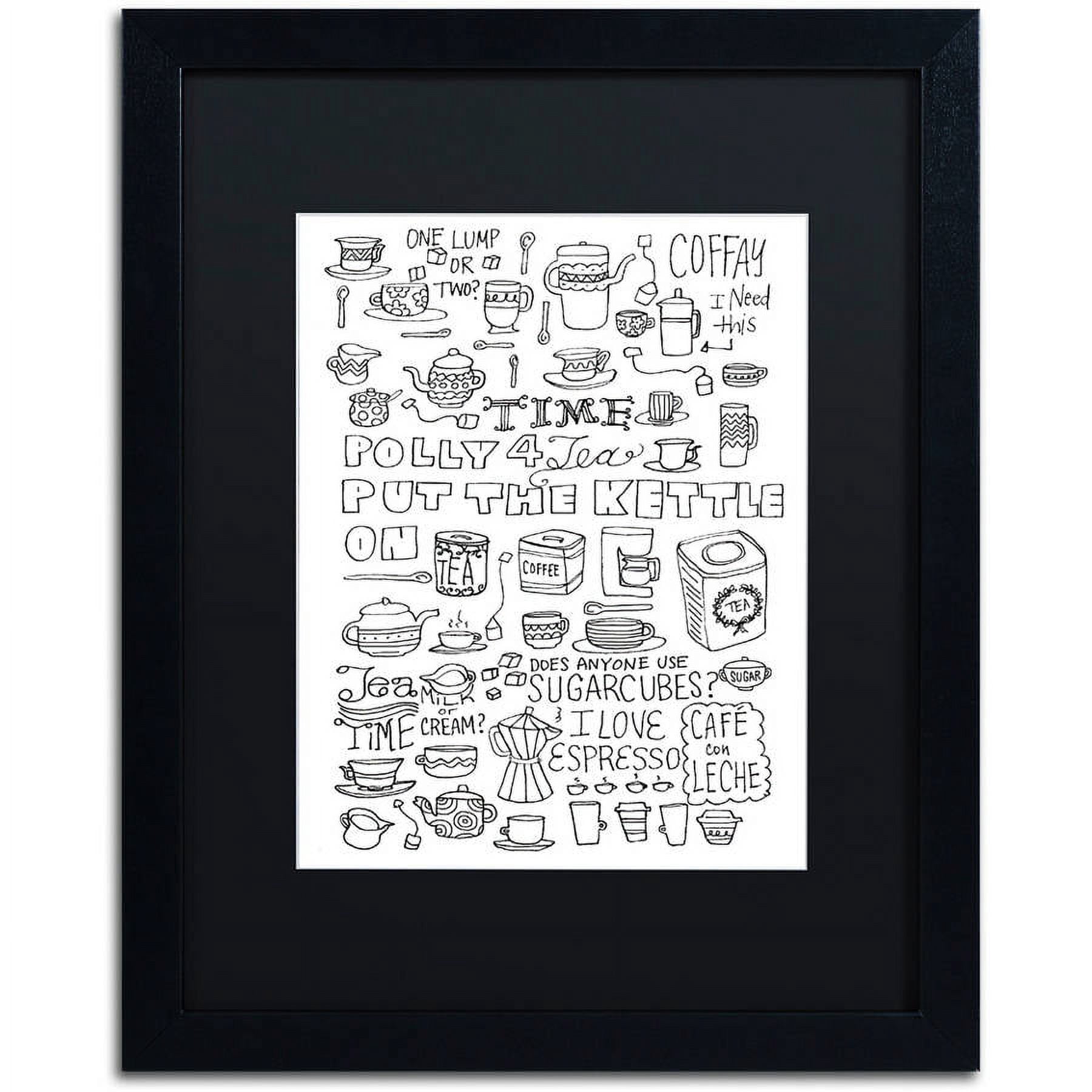 Trademark Fine Art "Put The Kettle On" Canvas Art by Elizabeth Caldwell, Black Matte, Black Frame