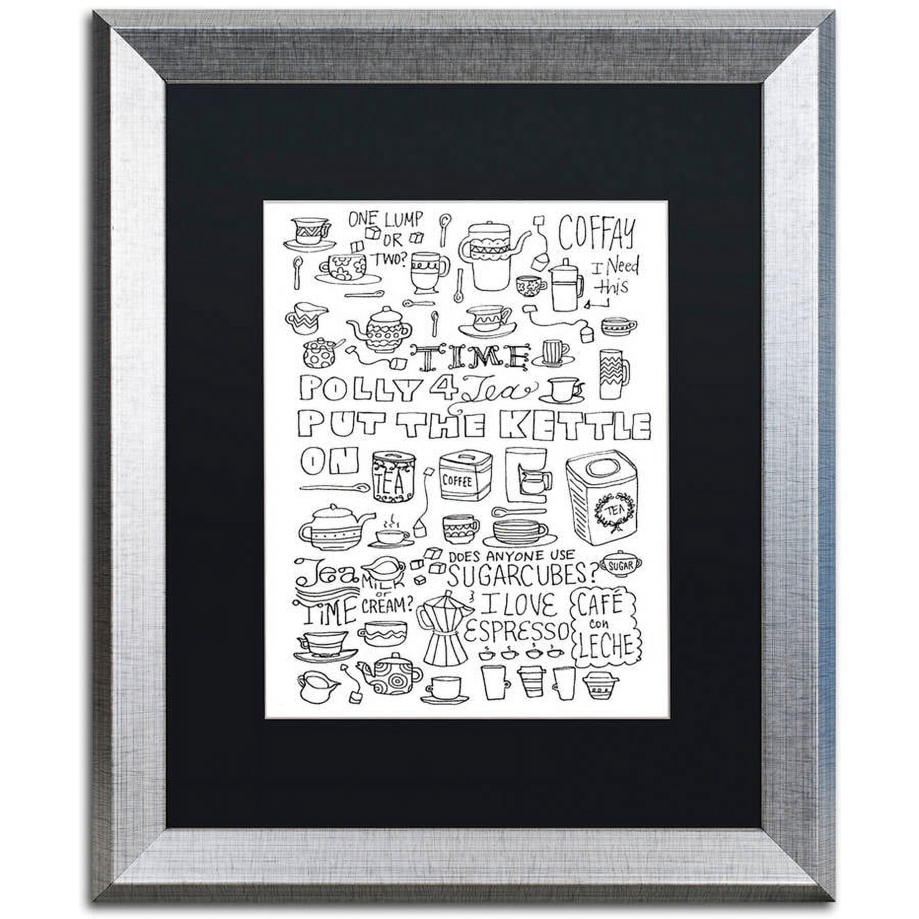 Trademark Fine Art "Put The Kettle On" Canvas Art by Elizabeth Caldwell, Black Matte, Silver Frame