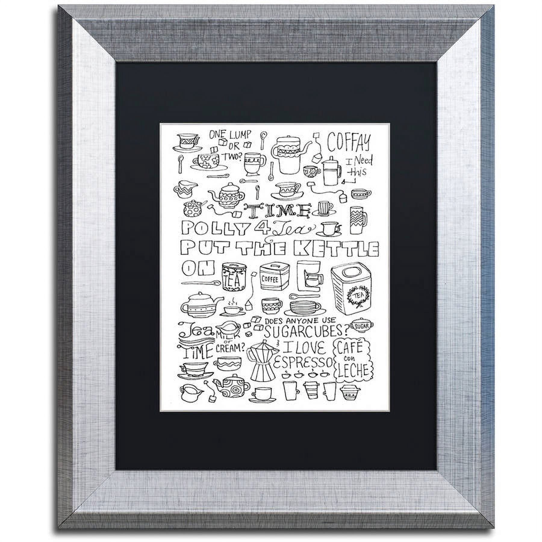 Trademark Fine Art "Put The Kettle On" Canvas Art by Elizabeth Caldwell, Black Matte, Silver Frame
