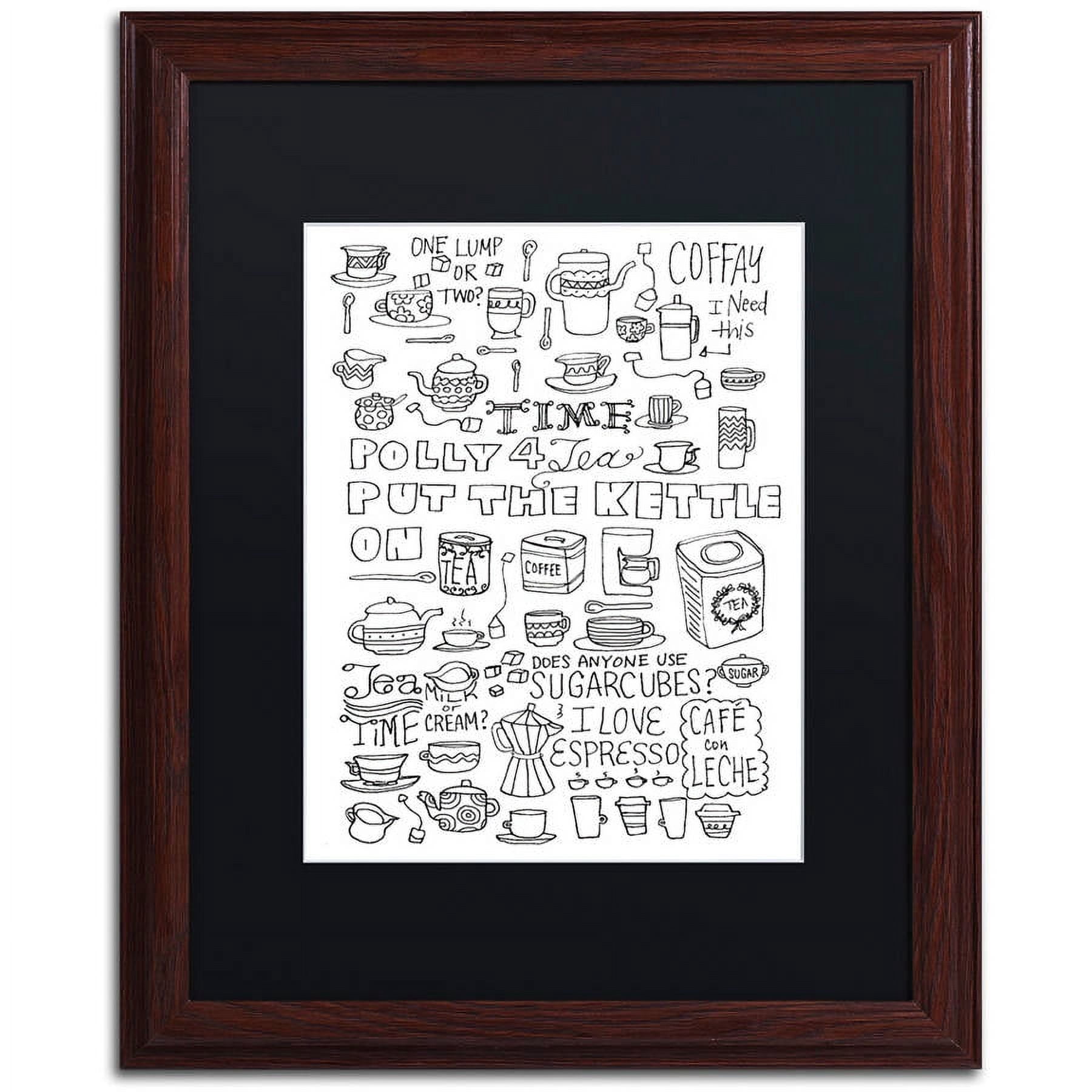Trademark Fine Art "Put The Kettle On" Canvas Art by Elizabeth Caldwell, Black Matte, Wood Frame