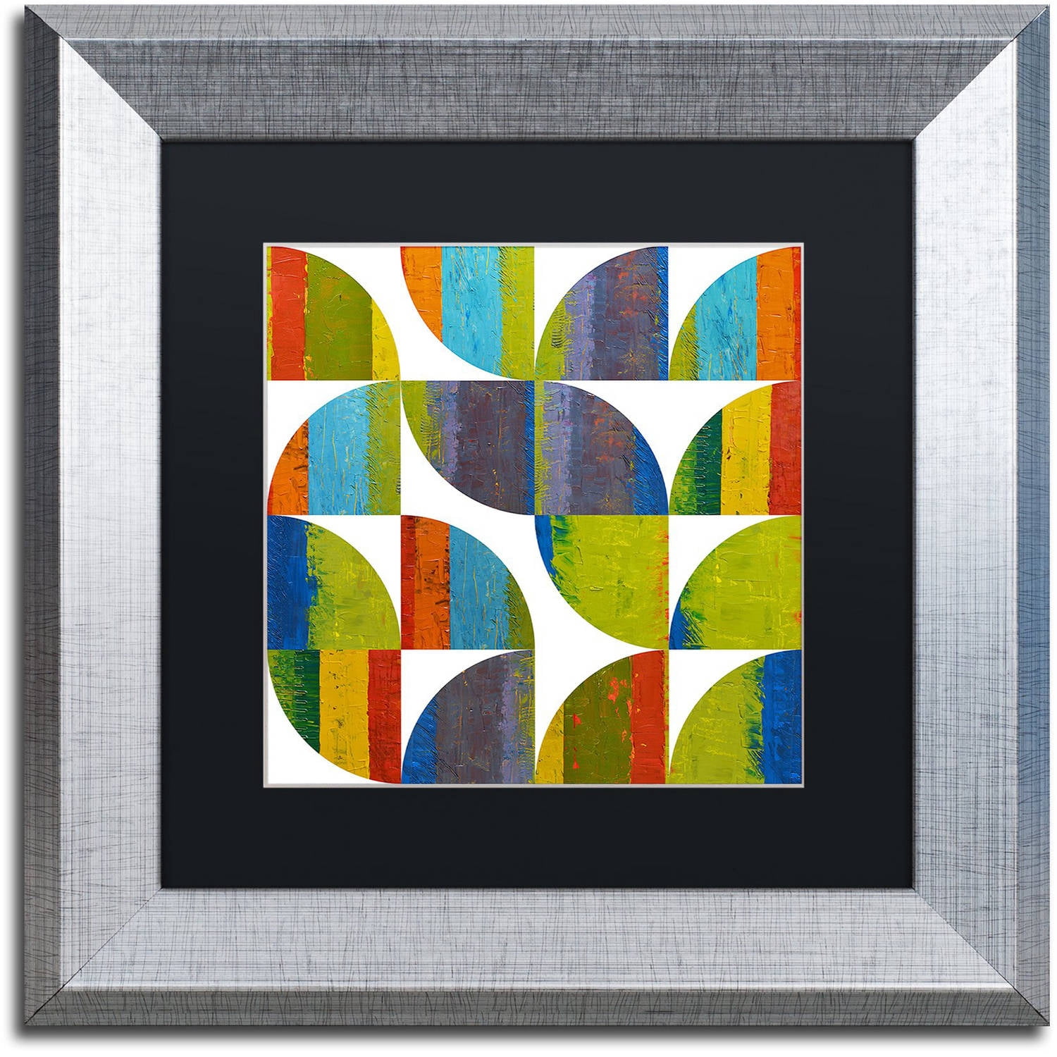 Trademark Fine Art "Quarter Rounds 3.0" Canvas Art by Michelle Calkins, Black Matte, Silver Frame