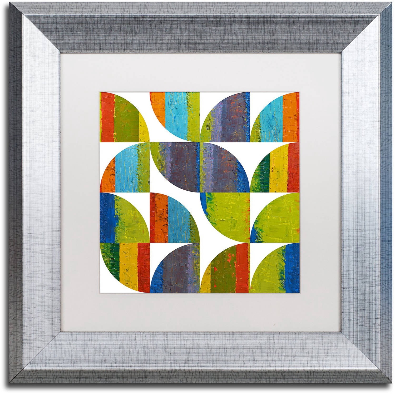 Trademark Fine Art "Quarter Rounds 3.0" Canvas Art by Michelle Calkins, White Matte, Silver Frame