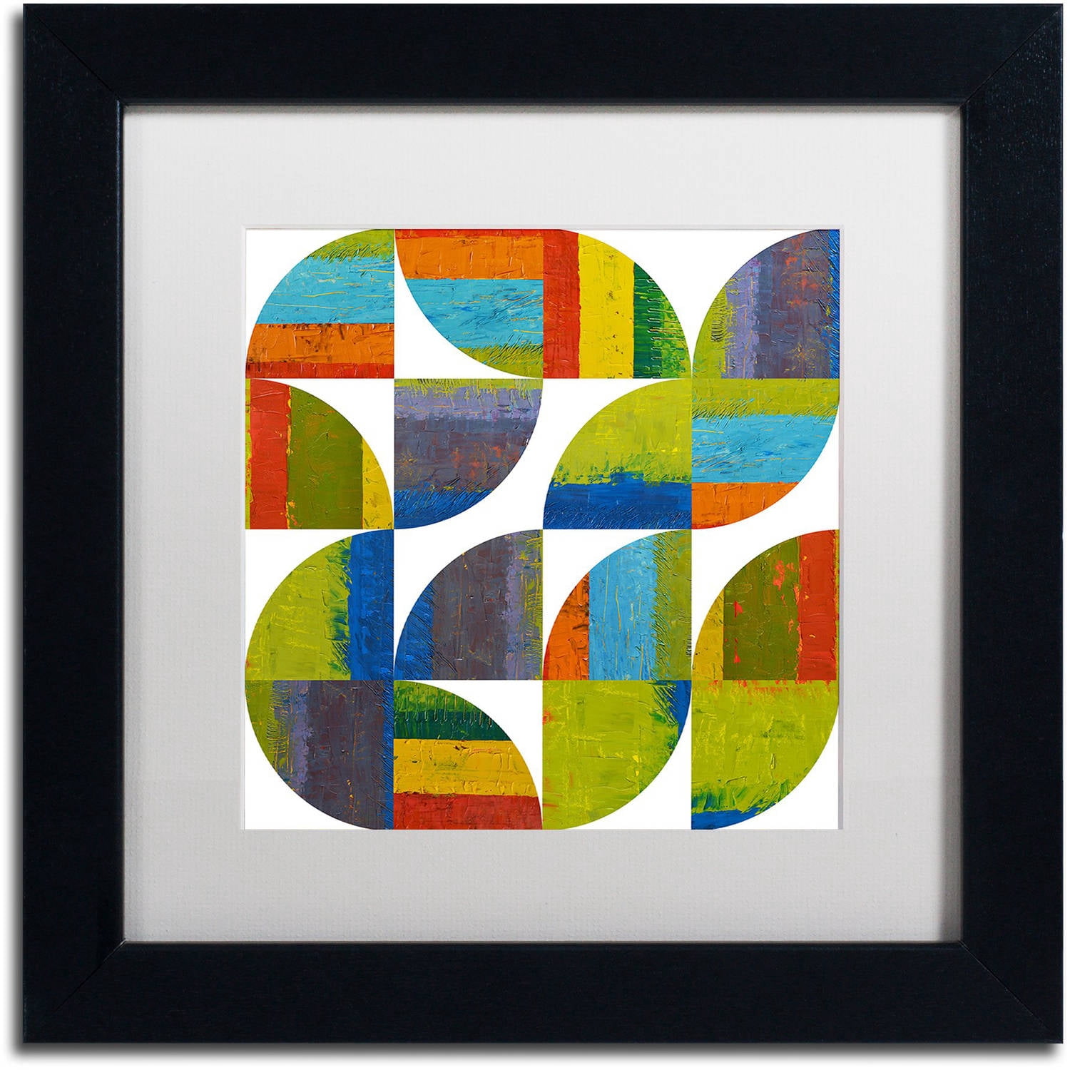Trademark Fine Art "Quarter Rounds 6.0" Canvas Art by Michelle Calkins, White Matte, Black Frame