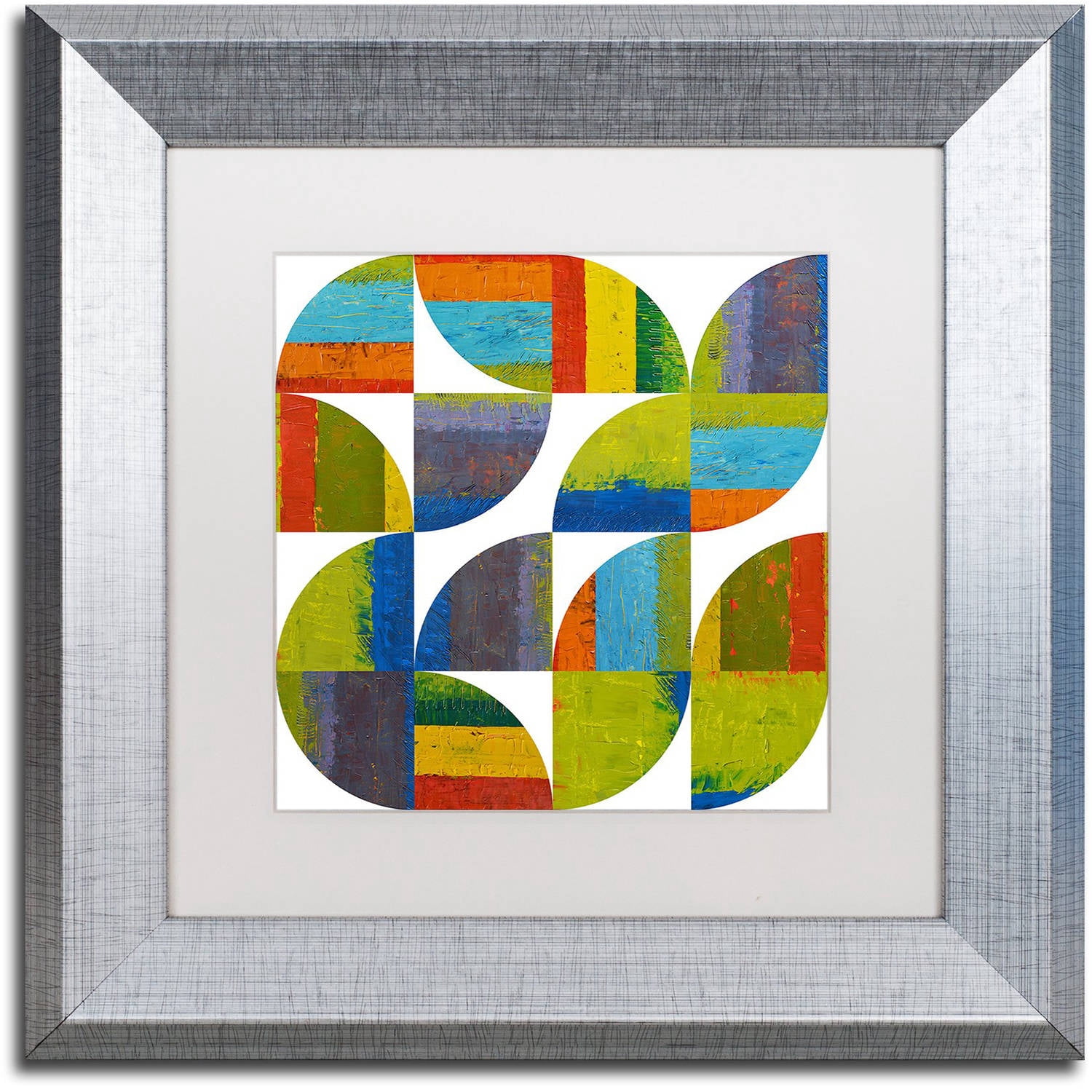 Trademark Fine Art "Quarter Rounds 6.0" Canvas Art by Michelle Calkins, White Matte, Silver Frame