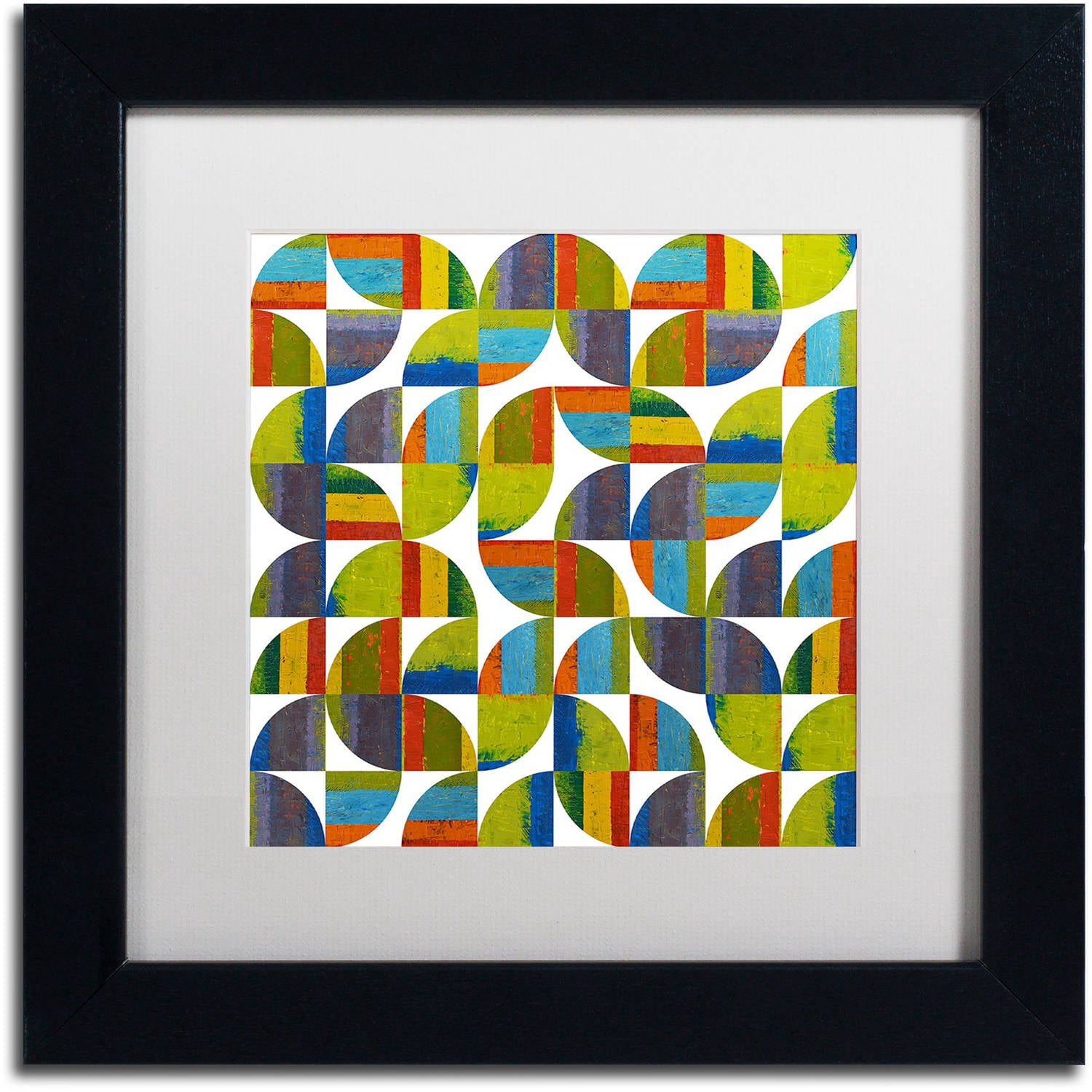 Trademark Fine Art "Quarter Rounds 8.0" Canvas Art by Michelle Calkins, White Matte, Black Frame