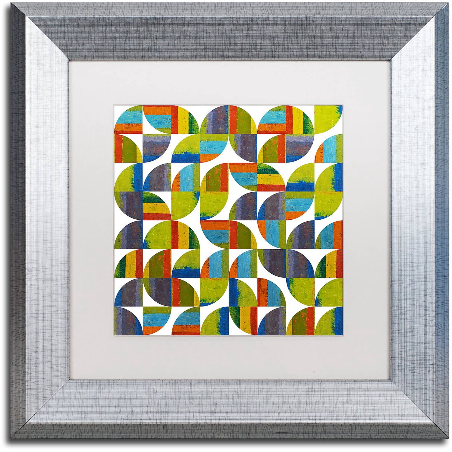 Trademark Fine Art "Quarter Rounds 8.0" Canvas Art by Michelle Calkins, White Matte, Silver Frame