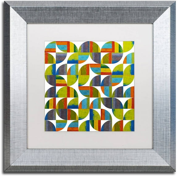 Trademark Fine Art "Quarter Rounds 8.0" Canvas Art by Michelle Calkins, White Matte, Silver Frame