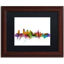 Trademark Fine Art "Quebec Canada Skyline" Canvas Art by Michael Tompsett Black Matte, Wood Frame