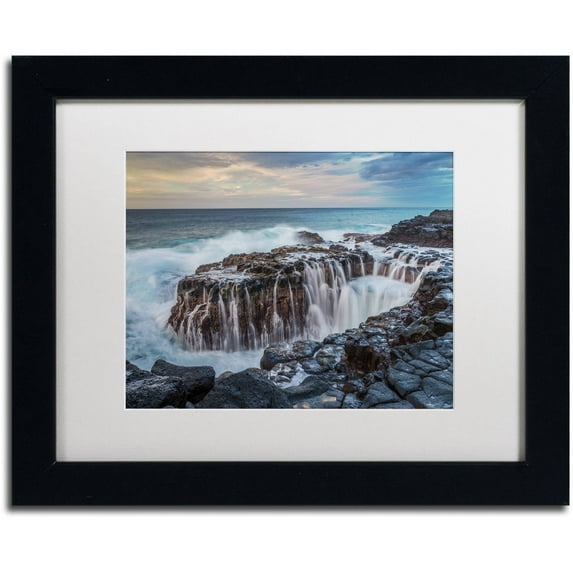Trademark Fine Art 'Queen's Bath Kauai' Canvas Art by Pierre Leclerc, White Matte, Black Frame