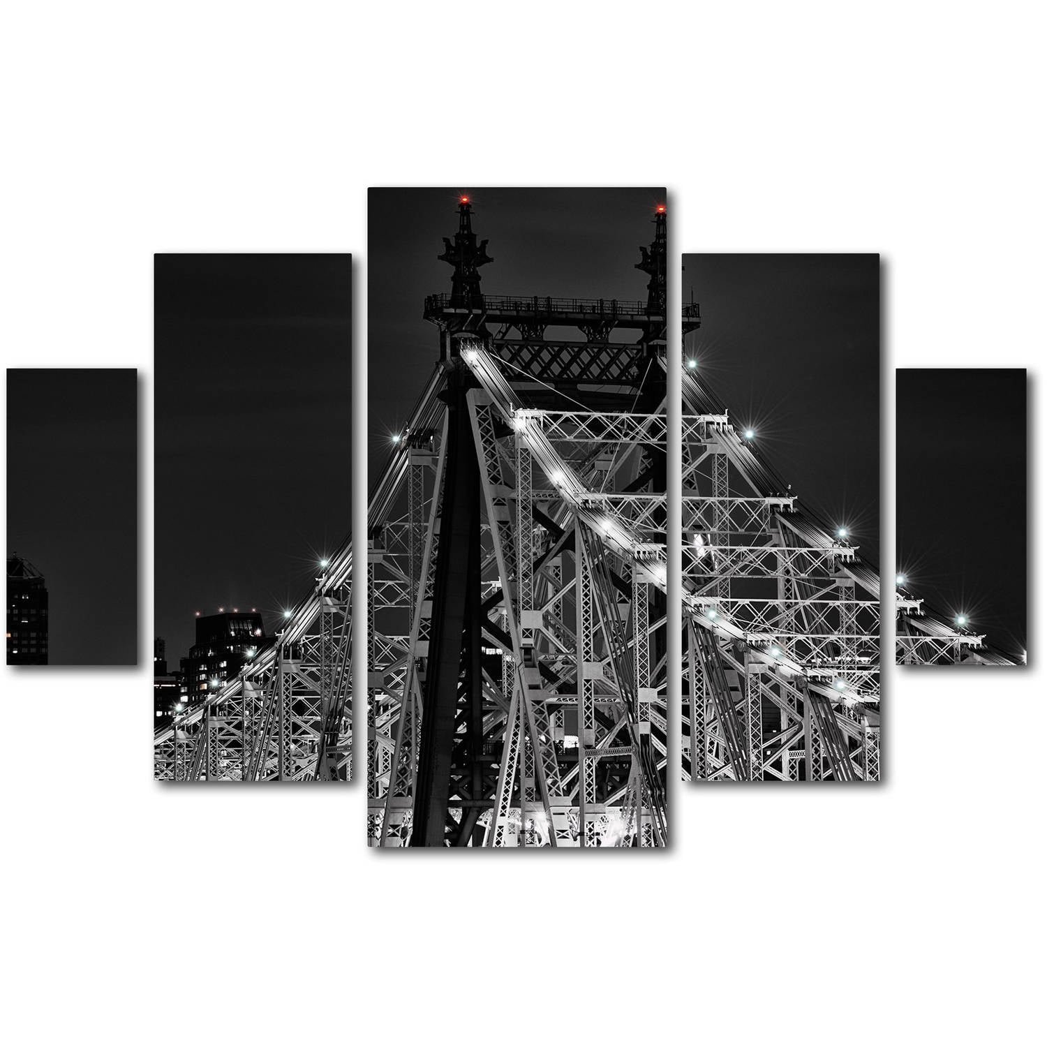 Trademark Fine Art "Queensboro Bridge" Canvas Art by David Ayash 5-Panel Set